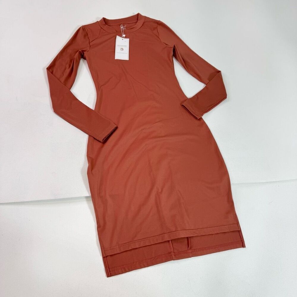 Buff Bunny Collection Dress Womens Small Coral Mute Pink Long Sleeve Bodycon